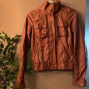 Camel brown leather jacket